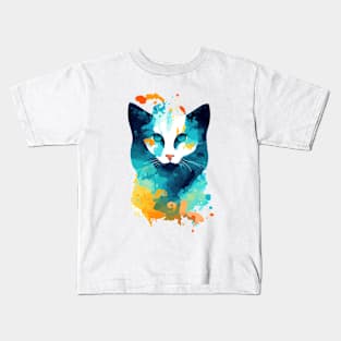 Cat Wild Nature Animal Colors Art Paint Kids T-Shirt